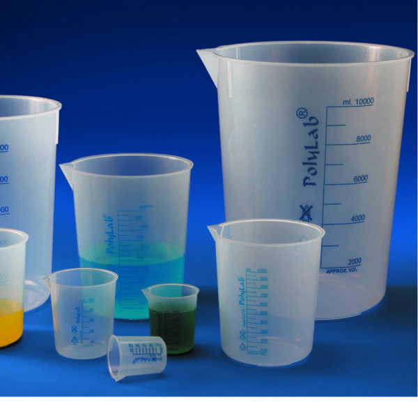 Polylab Plastic Beaker | Printed Graduation | Polypropylene (PP), Autoclavable | Laboratory Measuring Beaker